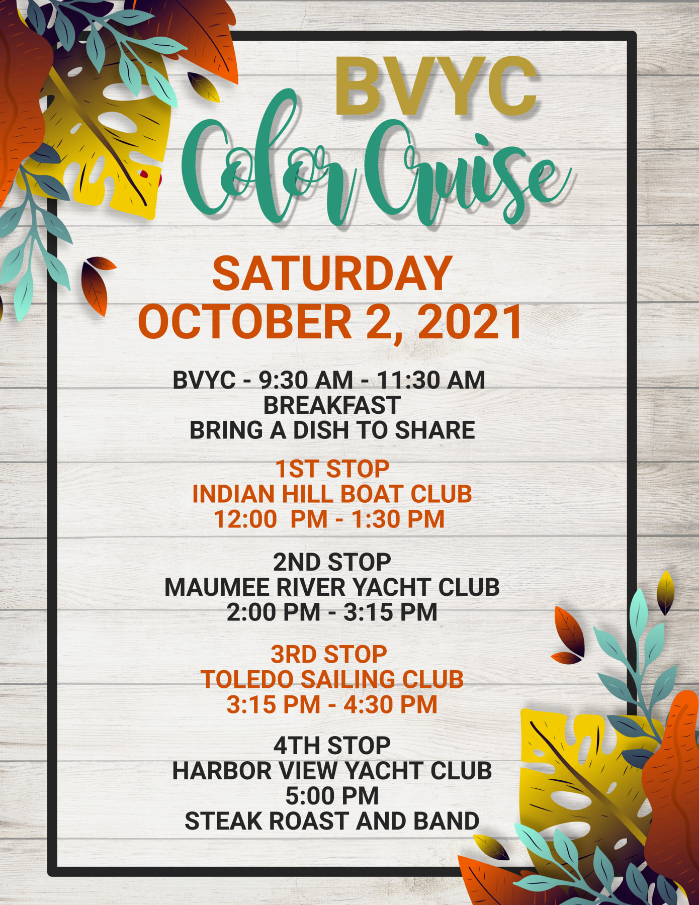 Color Cruise Bay View Yacht Club Toledo Sailing Club